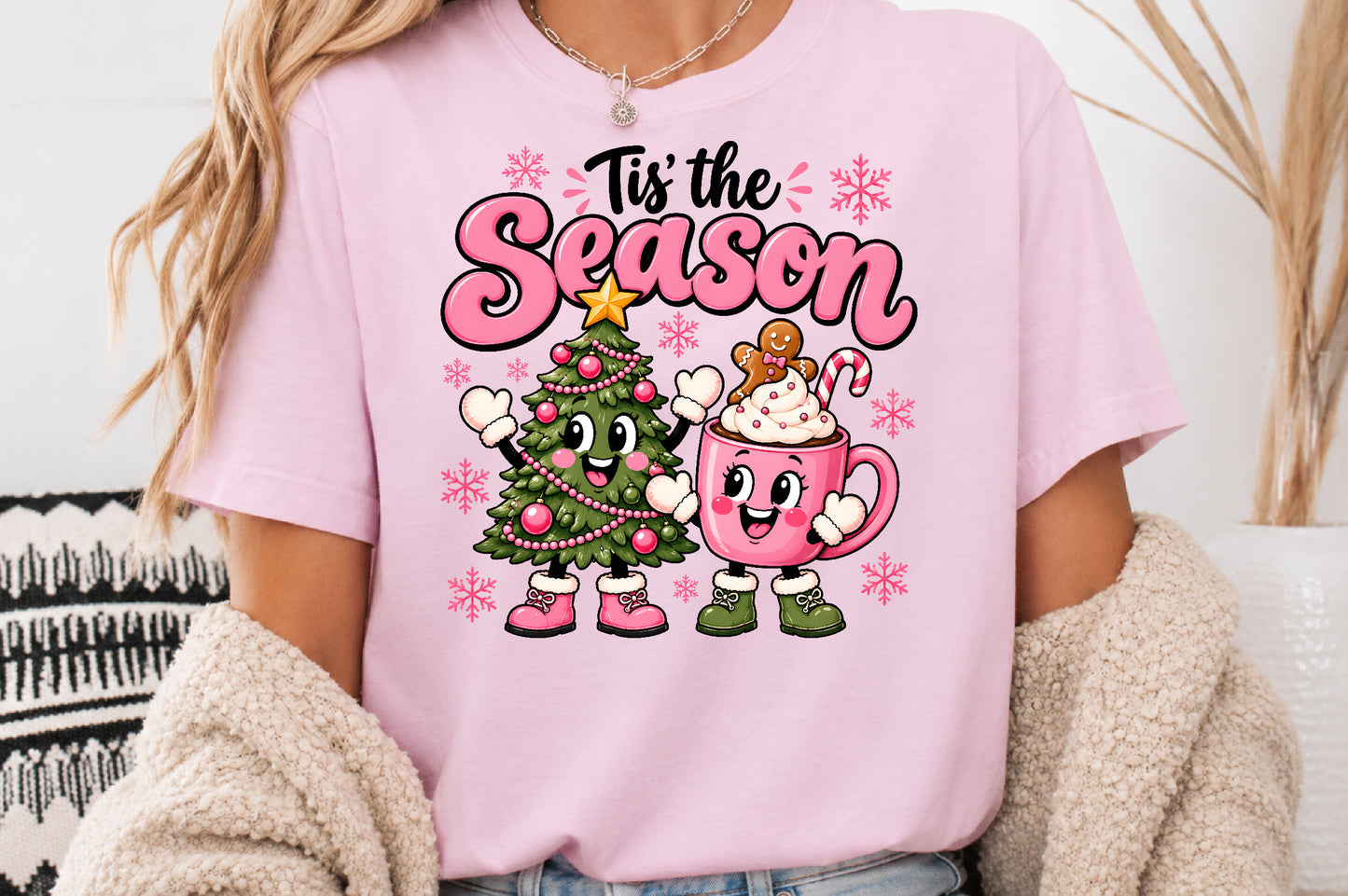 Tis The Season Pink Christmas PNG Sublimation