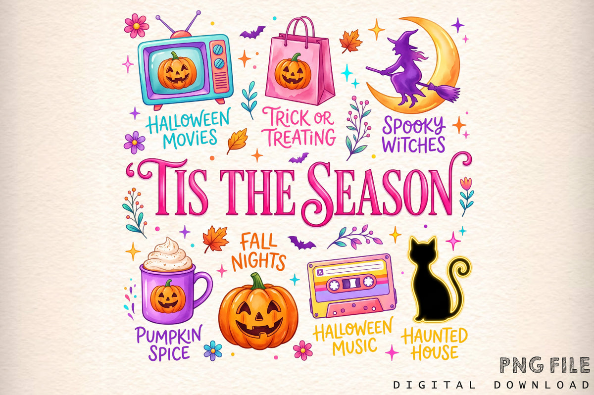 Tis The Season Neon Halloween PNG