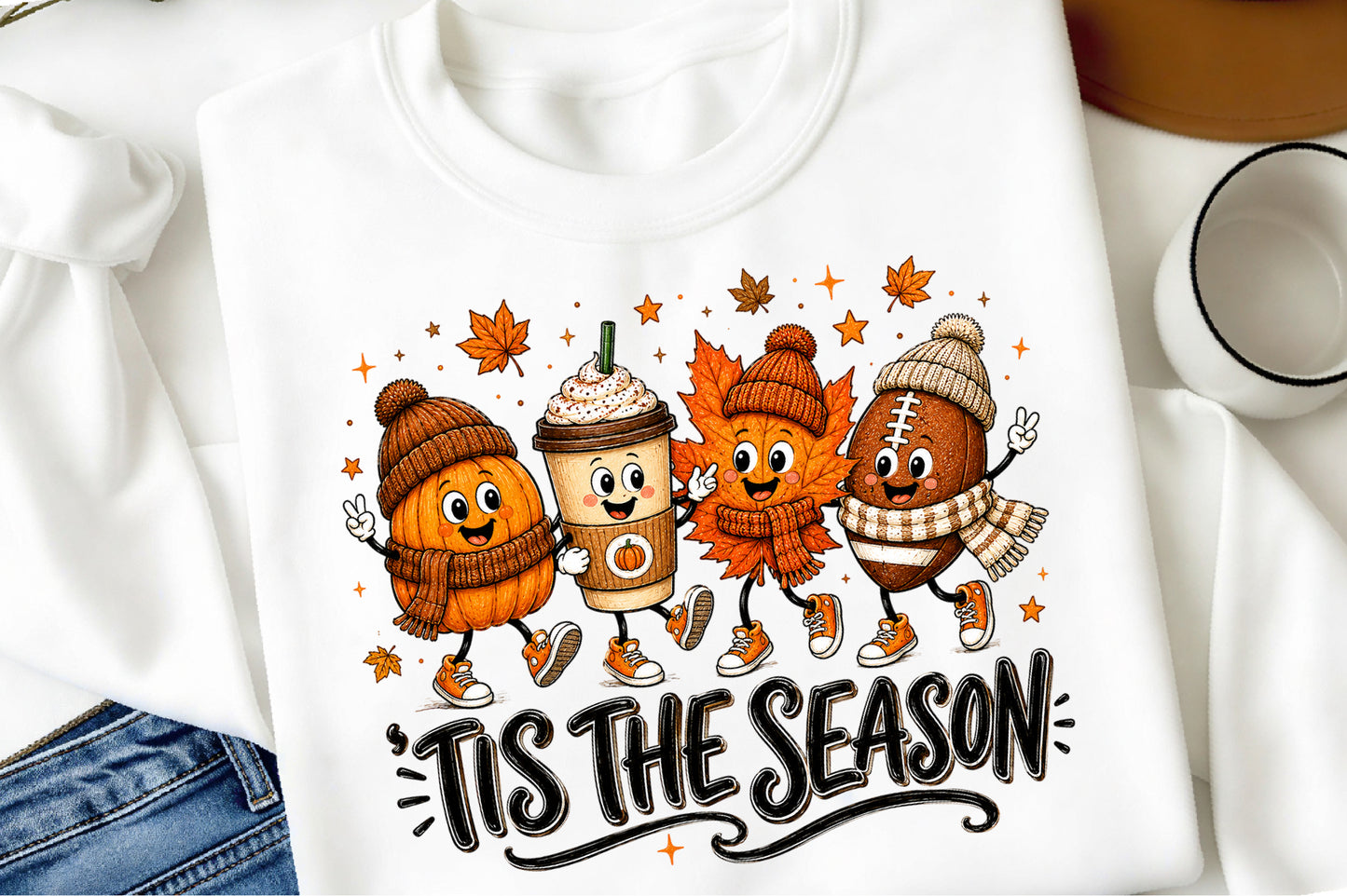 Tis The Season Fall PNG Pumpkin Coffee Football Leaf Autumn