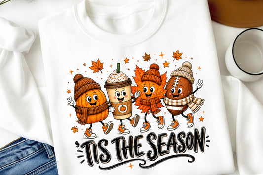 Tis The Season Fall PNG Pumpkin Coffee Football Leaf Autumn
