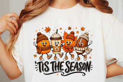 Tis The Season Fall PNG Pumpkin Coffee Football Leaf Autumn