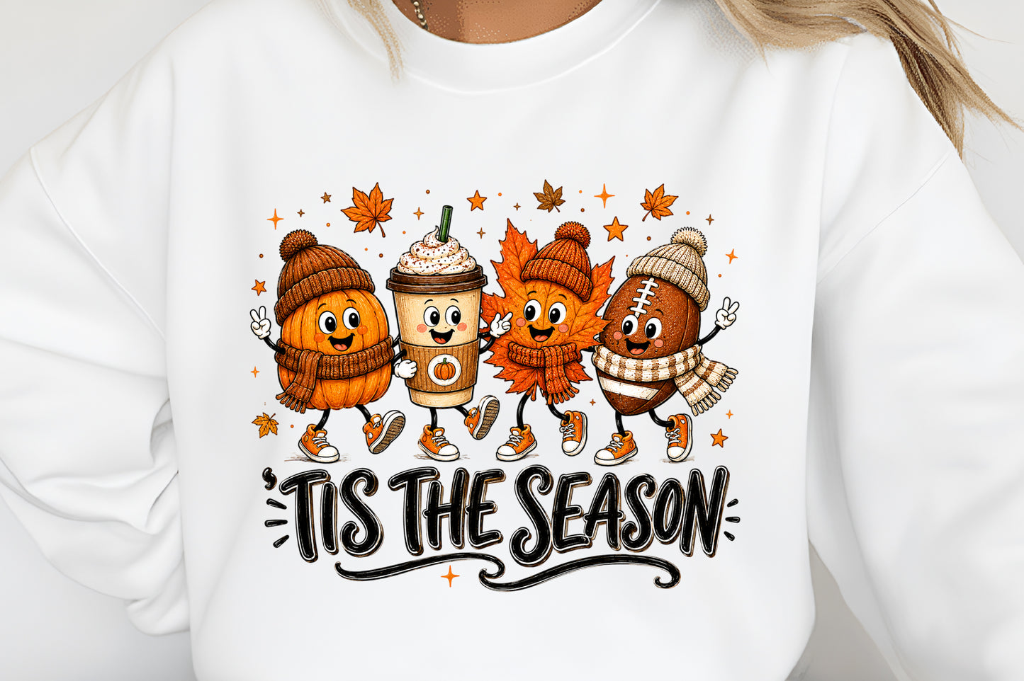 Tis The Season Fall PNG Pumpkin Coffee Football Leaf Autumn