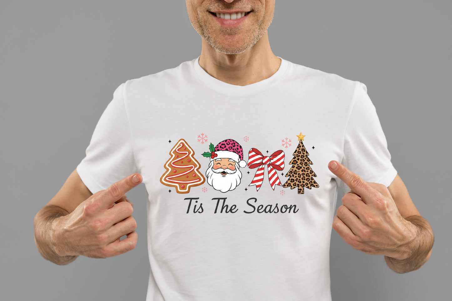 Tis The Season Christmas Santa Leopard Tree PNG Sublimation