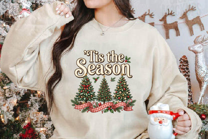 Tis the Season Christmas PNG, Christmas Tree Ribbon Holiday Sublimation Design, Festive Xmas Shirt Design