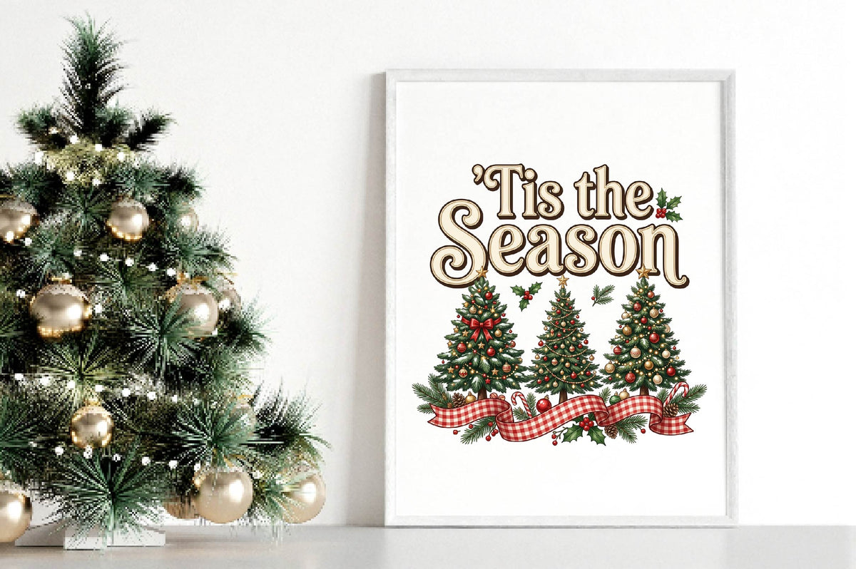 Tis the Season Christmas PNG, Christmas Tree Ribbon Holiday Sublimation Design, Festive Xmas Shirt Design