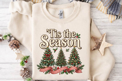 Tis the Season Christmas PNG, Christmas Tree Ribbon Holiday Sublimation Design, Festive Xmas Shirt Design