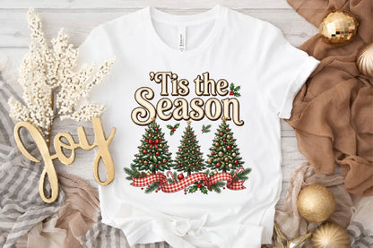 Tis the Season Christmas PNG, Christmas Tree Ribbon Holiday Sublimation Design, Festive Xmas Shirt Design