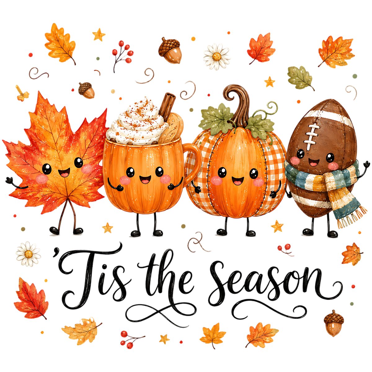 Tis The Season Cute Fall Friends PNG
