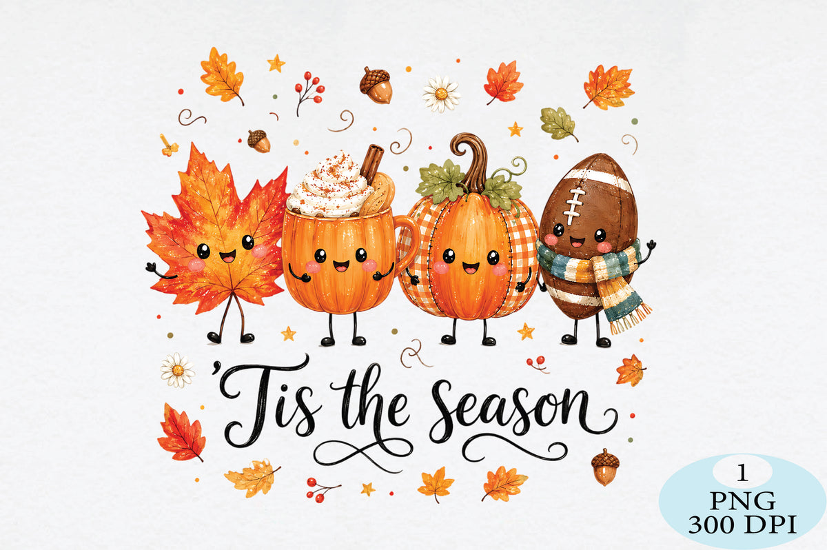 Tis The Season Cute Fall Friends PNG