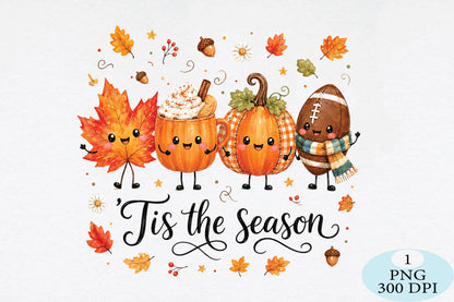 Tis The Season Cute Fall Friends PNG