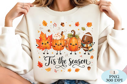 Tis The Season Cute Fall Friends PNG
