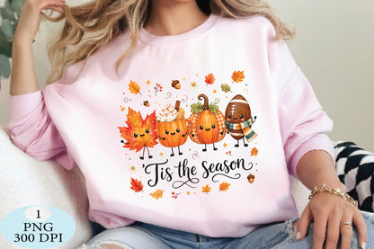 Tis The Season Cute Fall Friends PNG