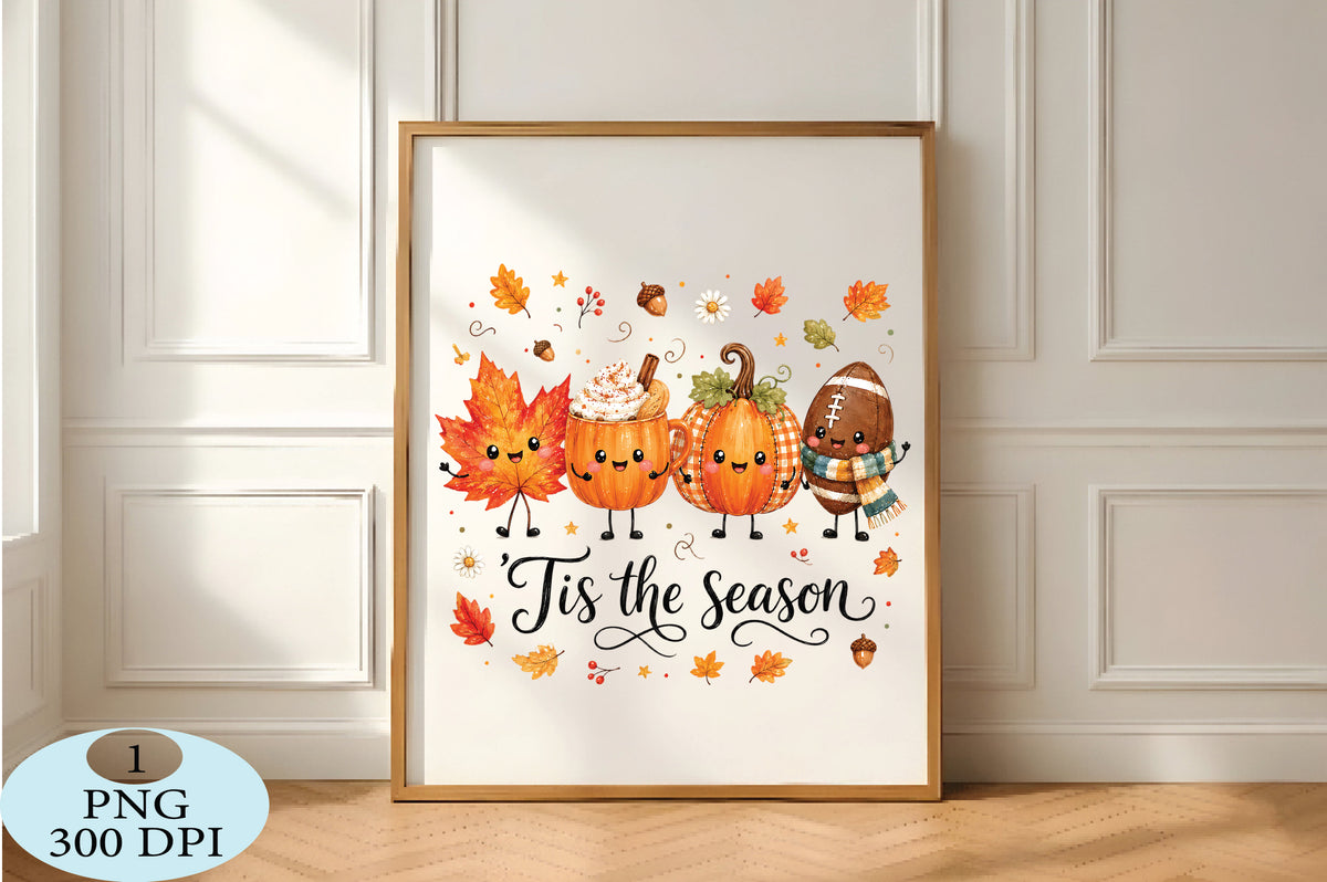 Tis The Season Cute Fall Friends PNG