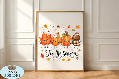 Tis The Season Cute Fall Friends PNG