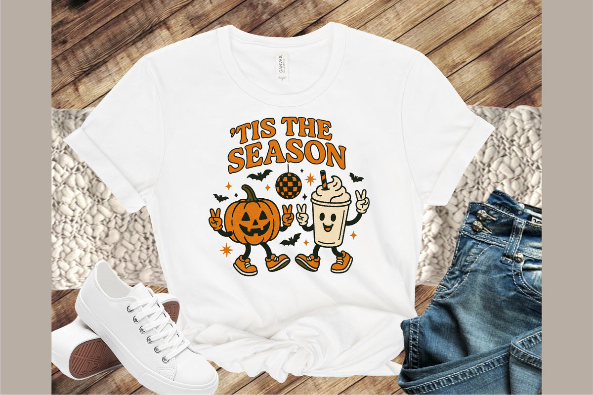 Tis The Season Halloween Pumpkin Ghost PNG Design