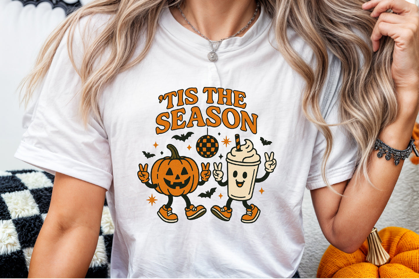 Tis The Season Halloween Pumpkin Ghost PNG Design
