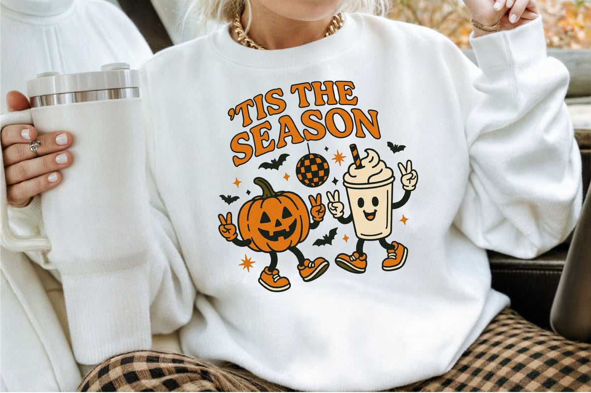Tis The Season Halloween Pumpkin Ghost PNG Design