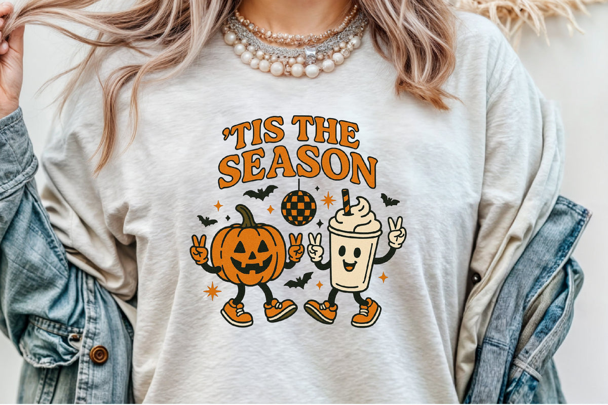 Tis The Season Halloween Pumpkin Ghost PNG Design