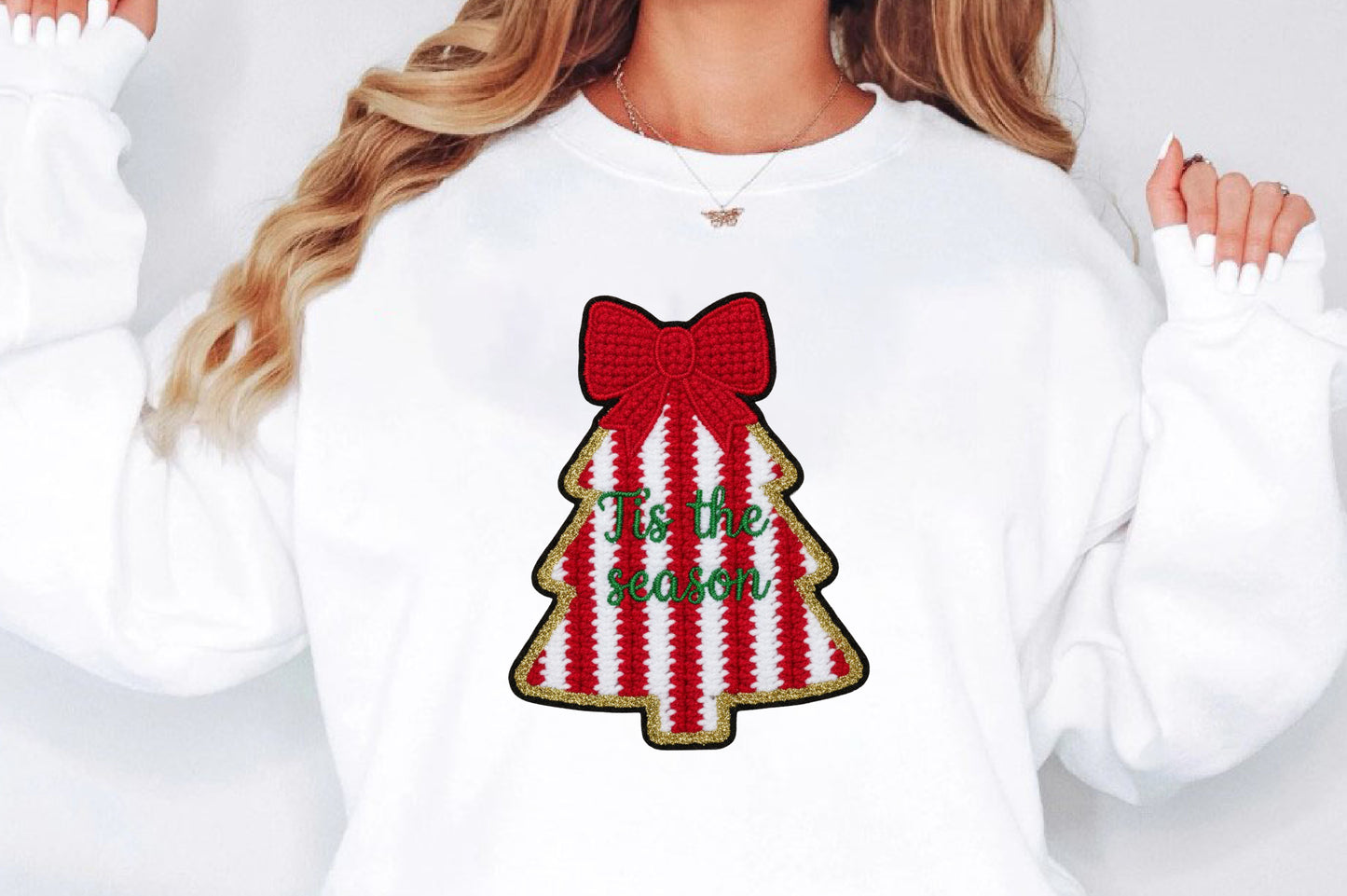 Tis The Season Christmas Tree Bow PNG Design