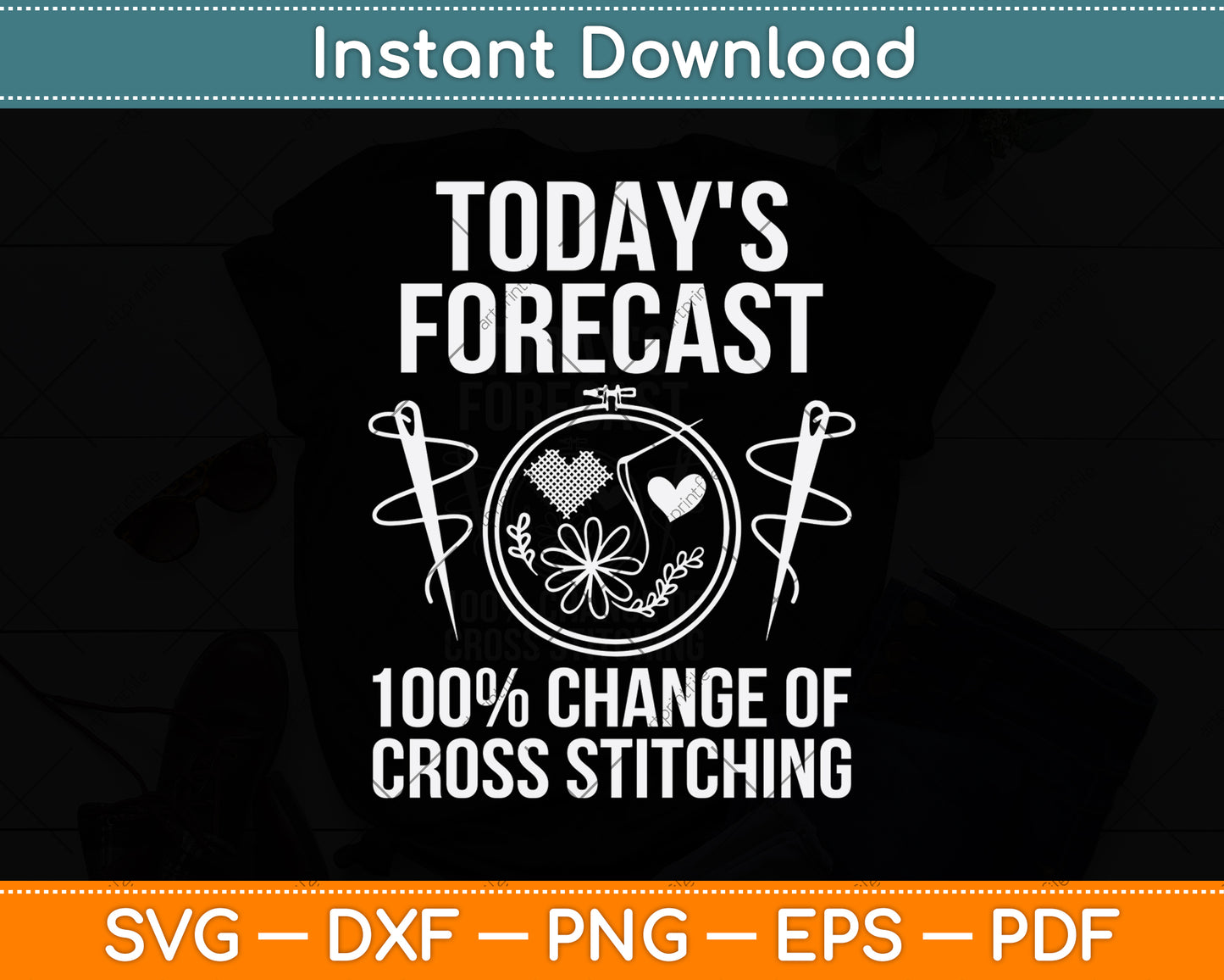 Today's Forecast Cross Stitch Stitching Needlepoint Svg Png Dxf Digital Cutting File