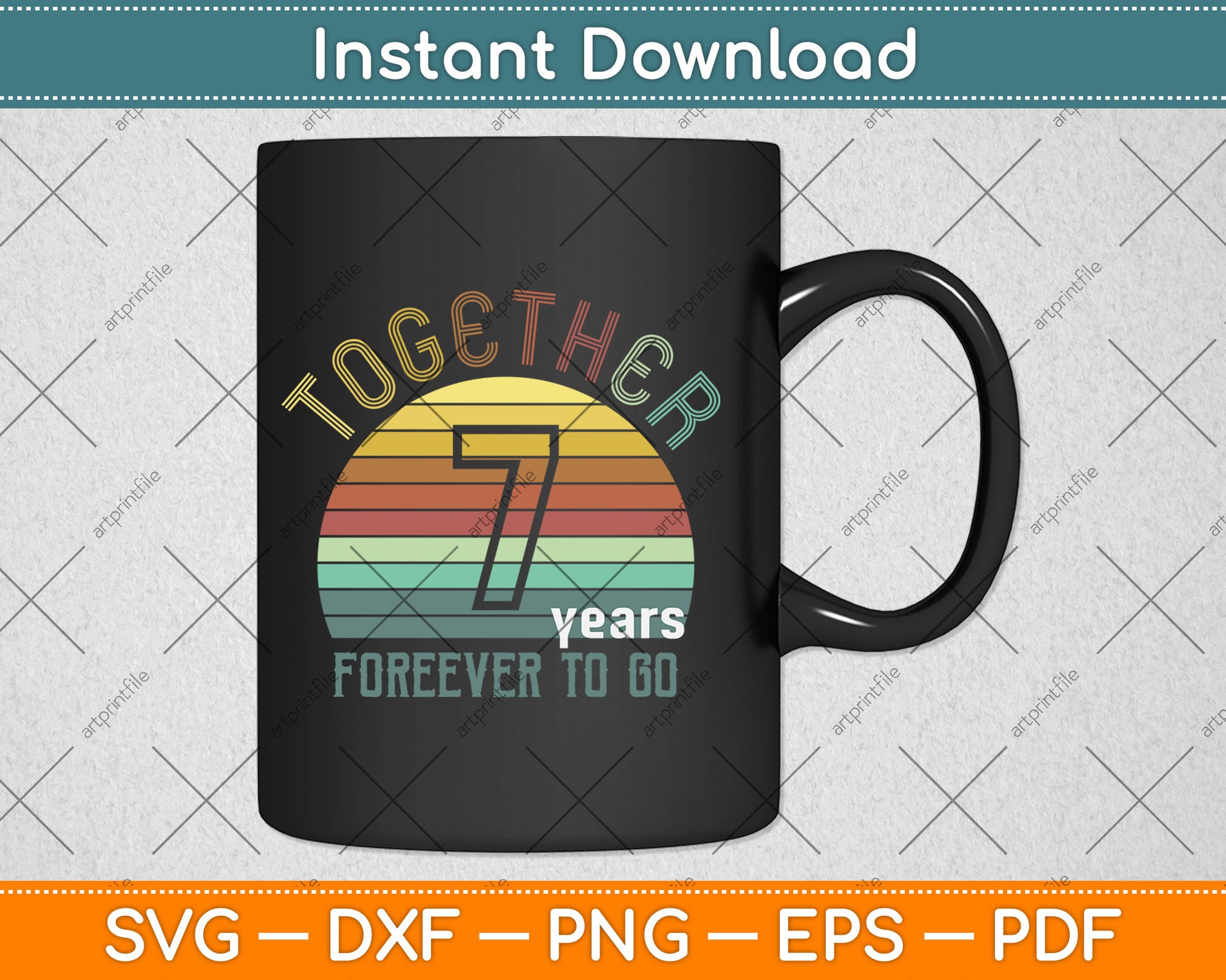 Together 7 Years Forever To Go 7th Years Wedding Anniversary Svg Digital Cutting File