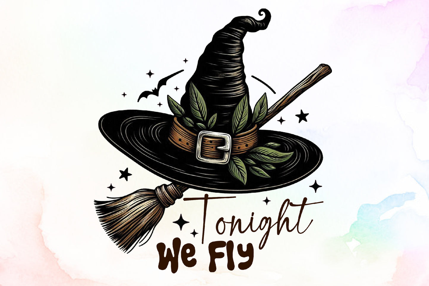Tonight We Fly Halloween Witch Broom PNG Design