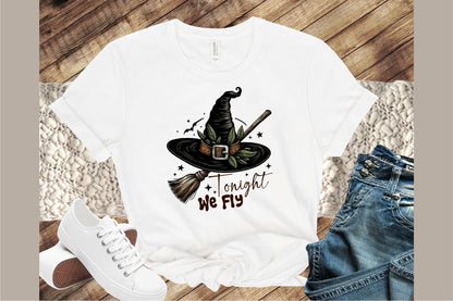 Tonight We Fly Halloween Witch Broom PNG Design