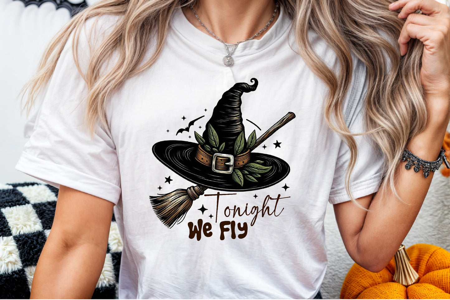 Tonight We Fly Halloween Witch Broom PNG Design