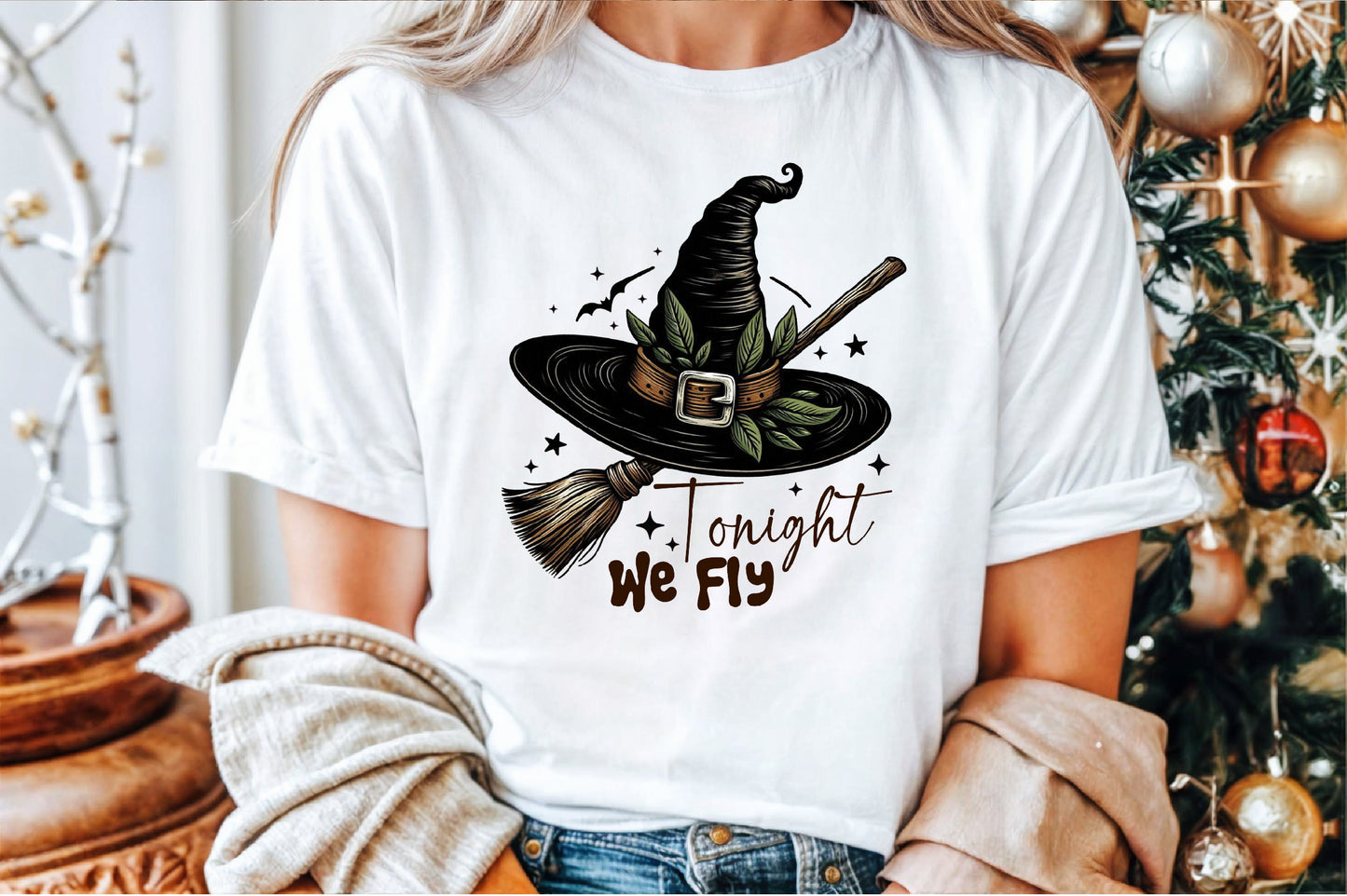 Tonight We Fly Halloween Witch Broom PNG Design