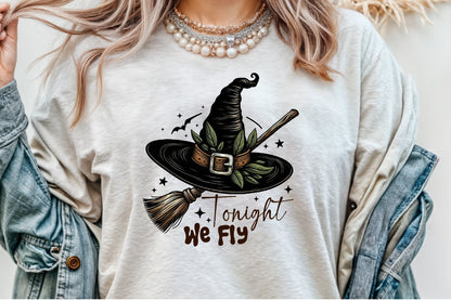 Tonight We Fly Halloween Witch Broom PNG Design