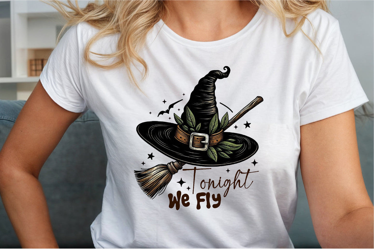 Tonight We Fly Halloween Witch Broom PNG Design