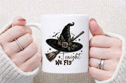 Tonight We Fly Halloween Witch Broom PNG Design