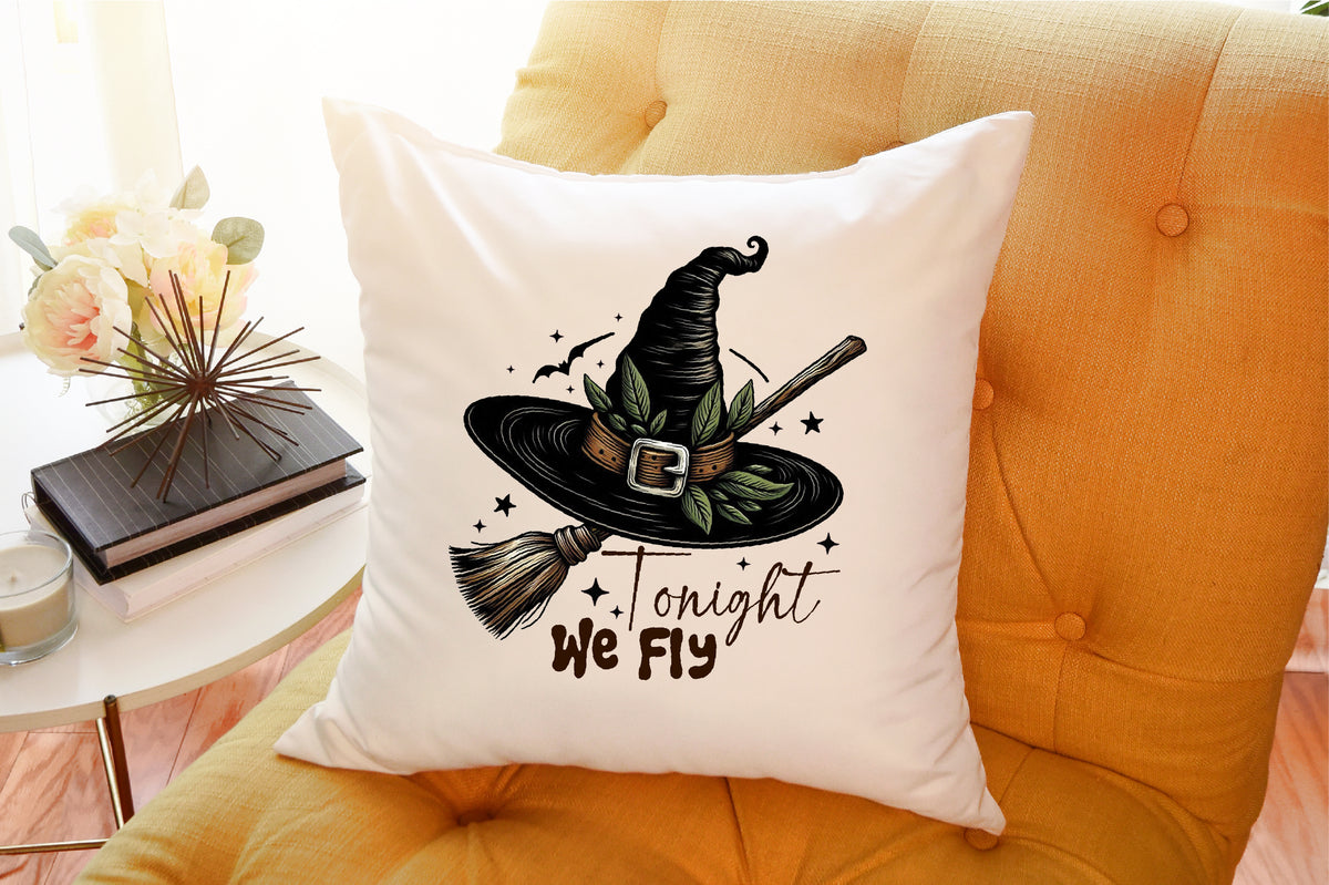 Tonight We Fly Halloween Witch Broom PNG Design