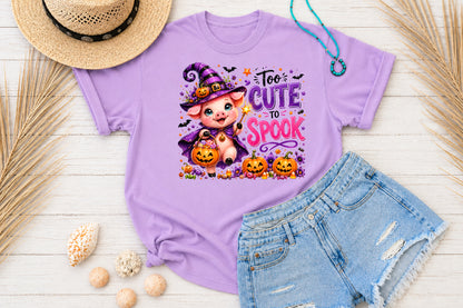 Too Cute To Spook Witch Pig Halloween Sublimation PNG Cute Halloween Quote