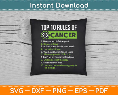 Top 10 Rules of Cancer Zodiac Facts Features Horoscope SVG PNG Cutting File