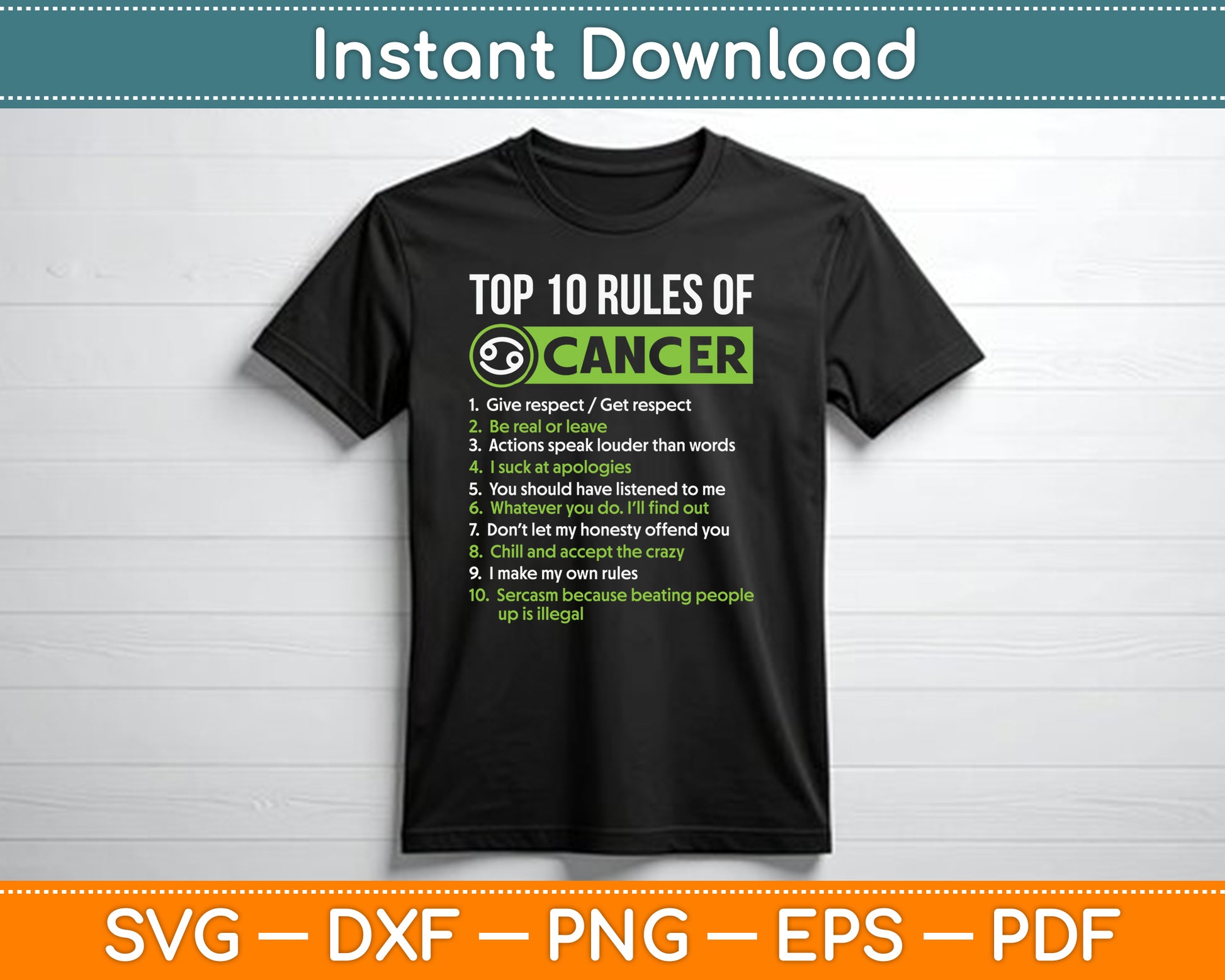 Top 10 Rules of Cancer Zodiac Facts Features Horoscope SVG PNG Cutting File