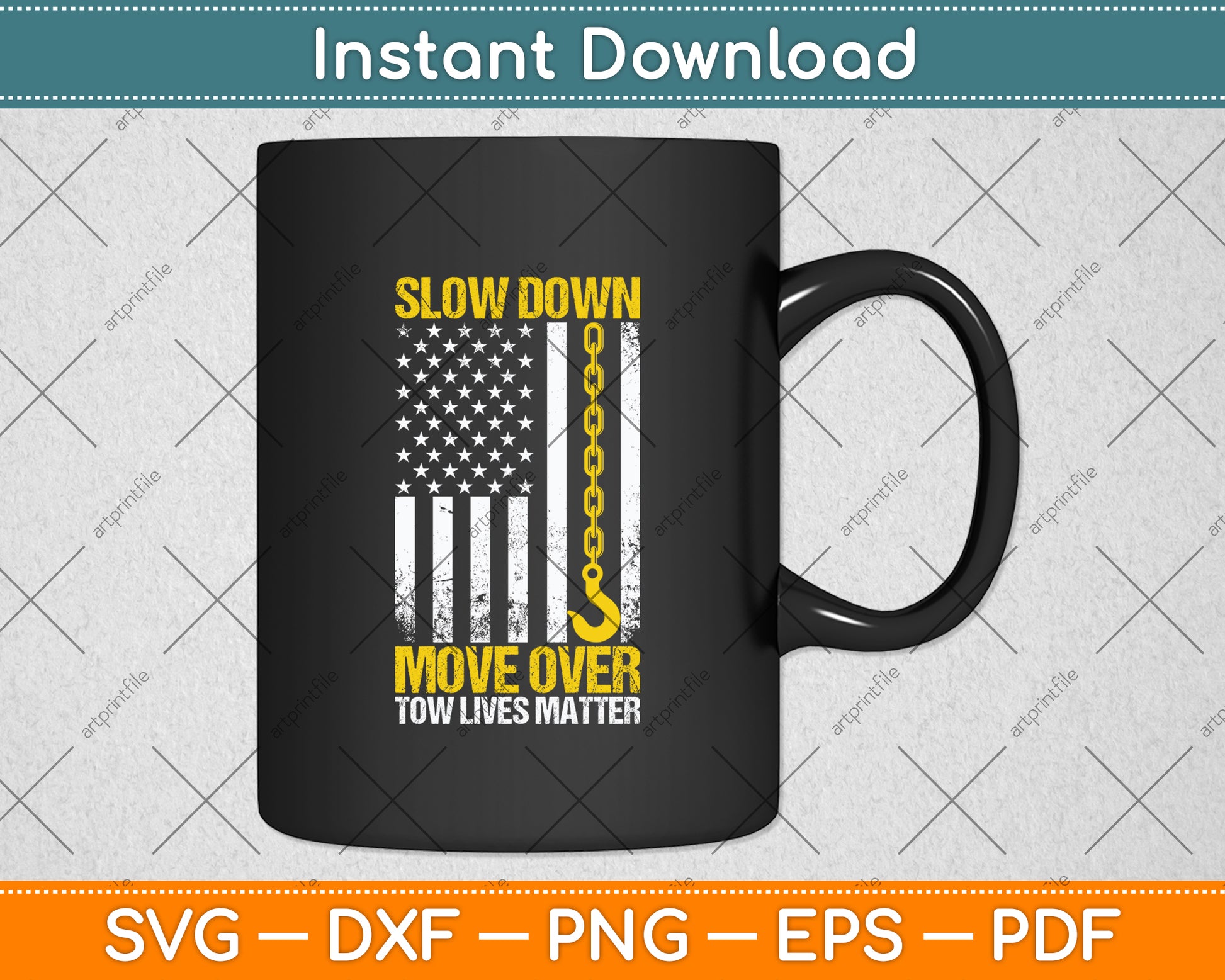 Slow Down Move Over Tow Lives Matter American Flag Svg Digital Cutting File
