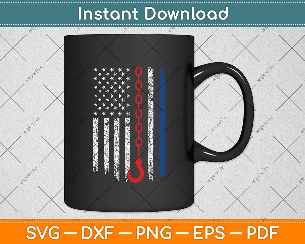 Tow Truck Driver American Flag 4th of July Patriotic USA Svg Digital Cutting File