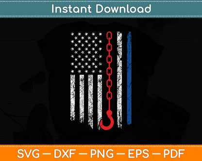 Tow Truck Driver American Flag 4th of July Patriotic USA Svg Digital Cutting File