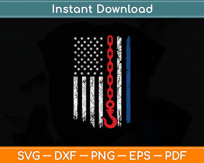 Tow Truck Driver American Flag 4th of July Patriotic Svg Digital Cutting File