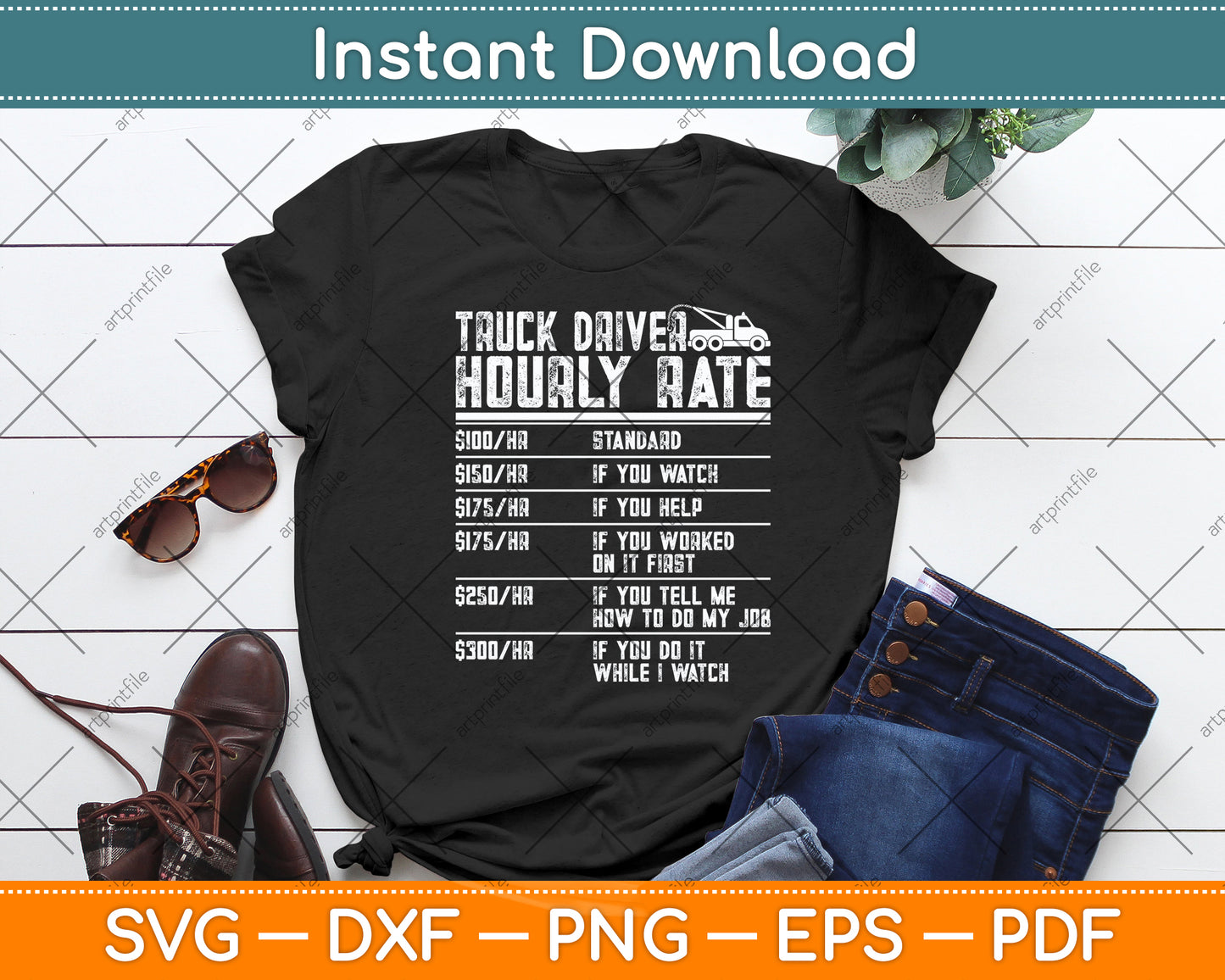 Tow Truck Driver Hourly Rate Towing Dad Grandpa Funny Svg Digital Cutting File