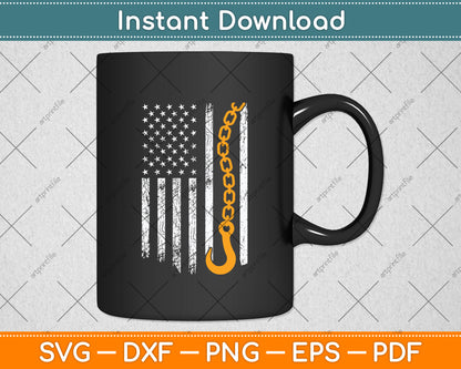 American Flag 4th Of July Tow Truck Driver Svg Digital Cutting File