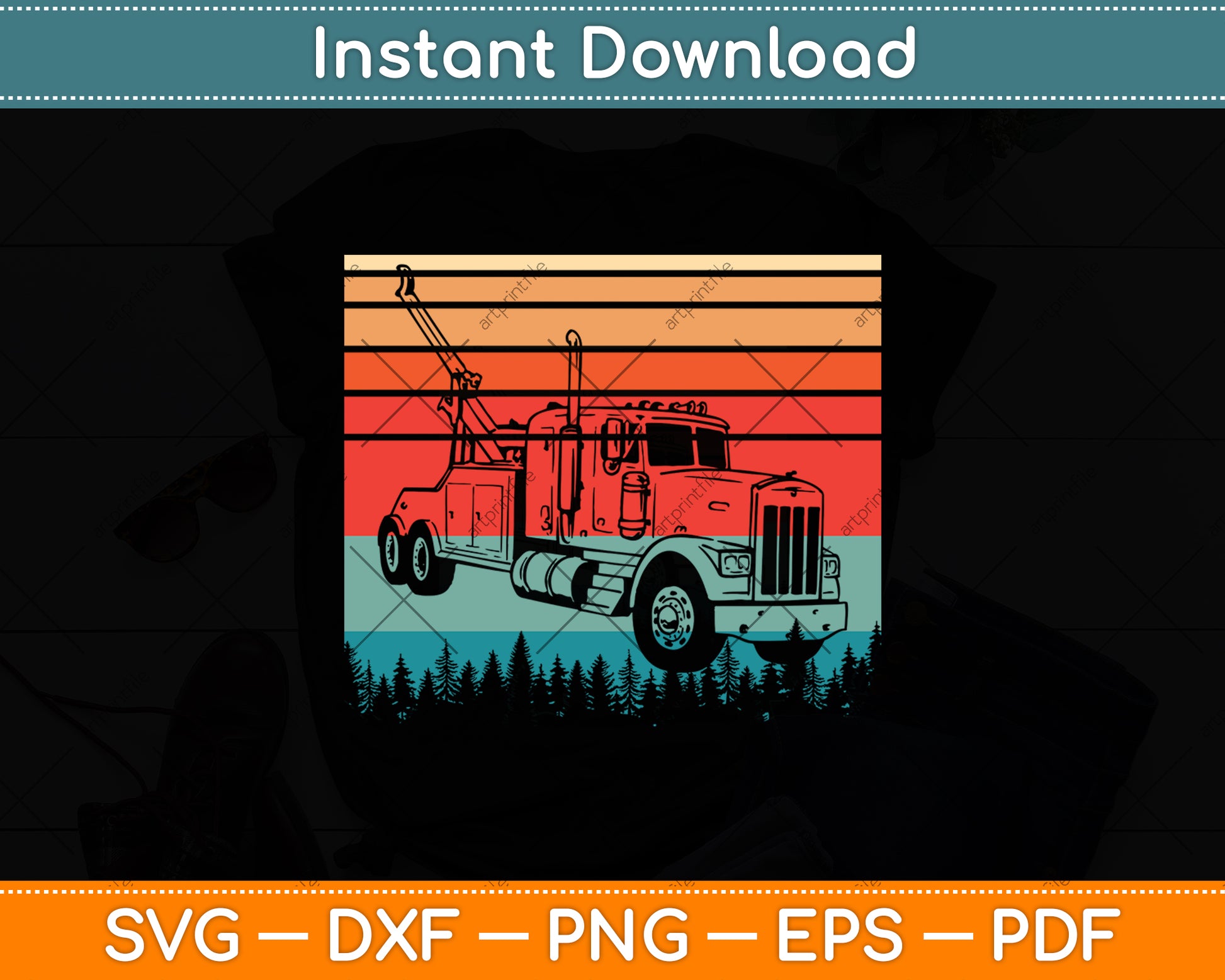 Tow Truck Driver Retro Vintage Fathers Day Svg Digital Cutting File