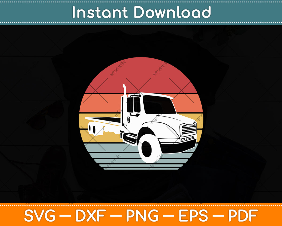 Tow Truck Driver Retro vintage Towing Grandpa Dad Svg Digital Cutting File