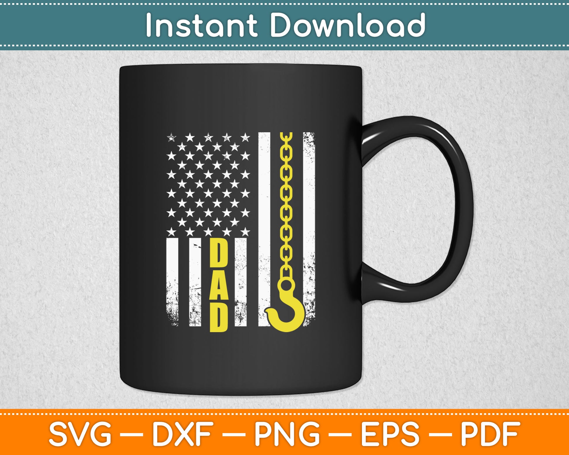 Tow Truck Driver Towing Dad USA Flag Thin Yellow Line Hook Svg Digital Cutting File