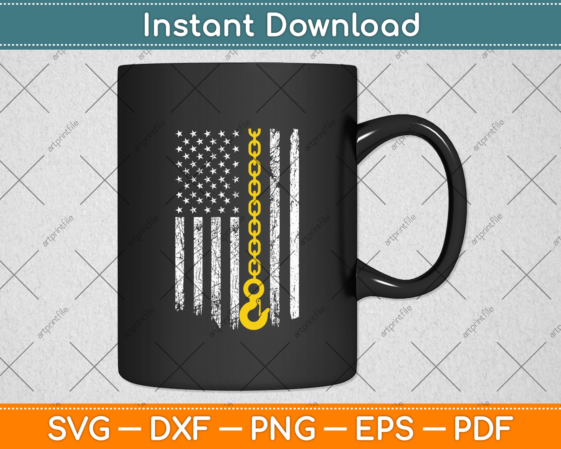 American Flag 4th Of July Tow Truck Driver Svg Digital Cutting File