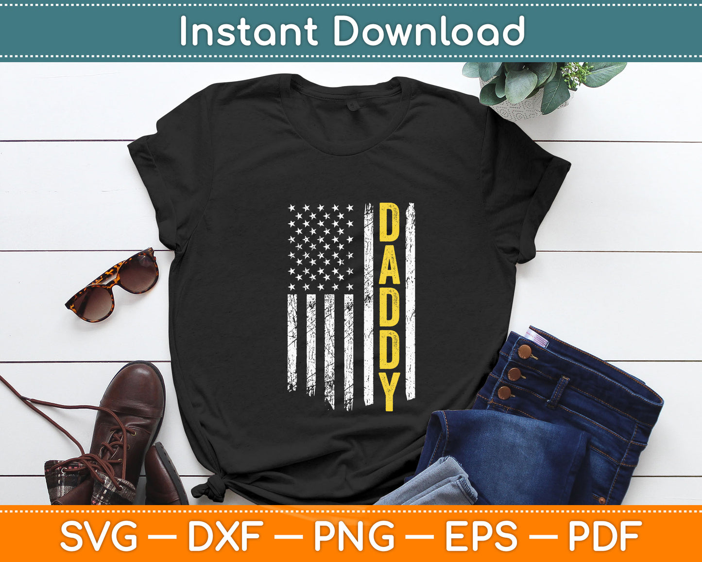 Tow Truck Driver Yellow Line Daddy US Flag Svg Digital Cutting File