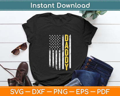Tow Truck Driver Yellow Line Daddy US Flag Svg Digital Cutting File