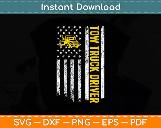 Tow Truck Operator Thin Yellow Line American Flag Svg Digital Cutting File