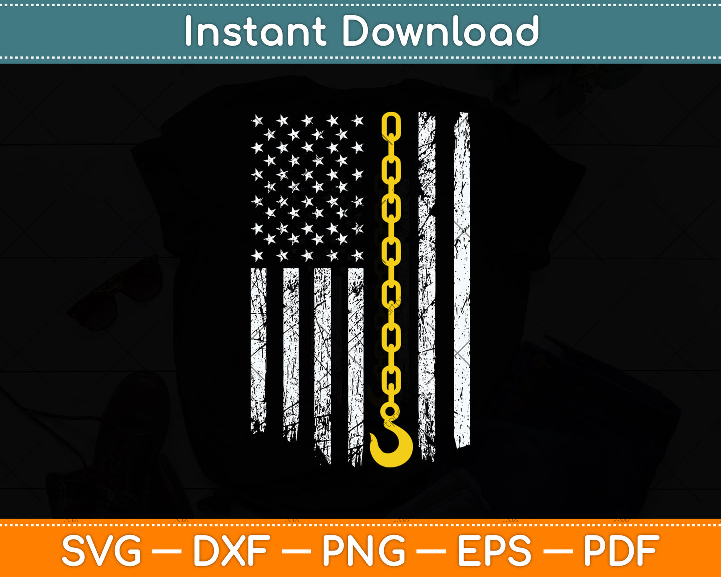 Towing Dad Tow Truck Driver Thin Yellow Line USA Flag 4th Of July Svg Digital Cutting File